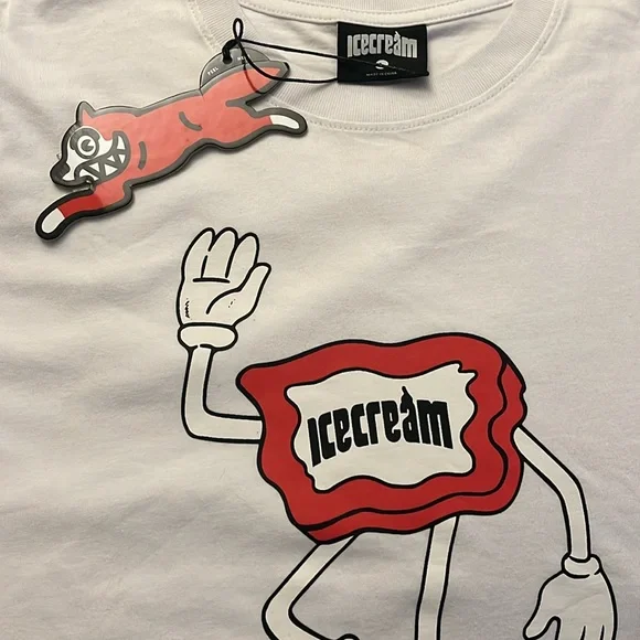 Icecream Red and White Short Sleeve Tee with Ketchup Design - Picture 2 of 2